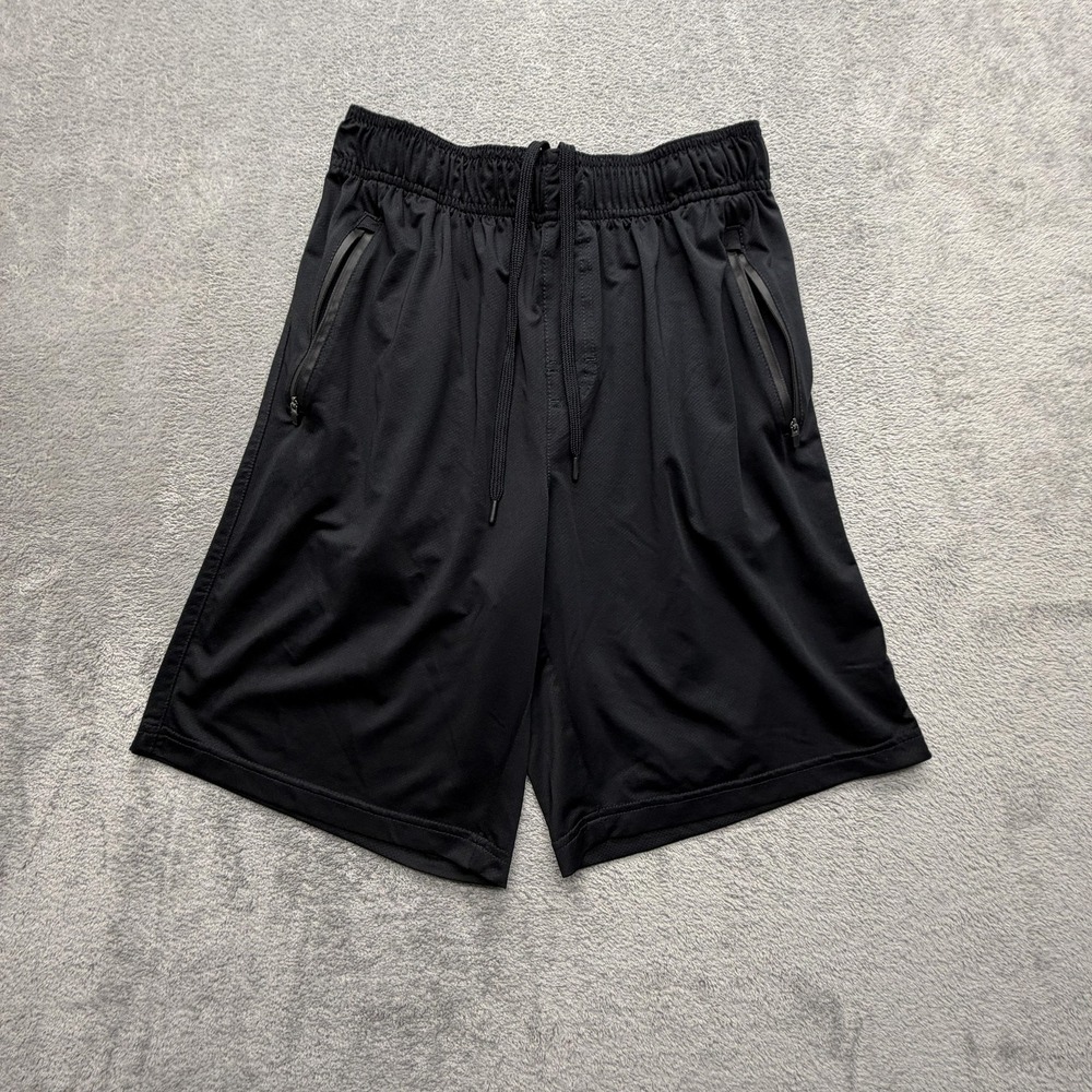 Mitre Shorts Mens‎ Medium Black Mesh Athletic Zip Pockets Drawstring Running